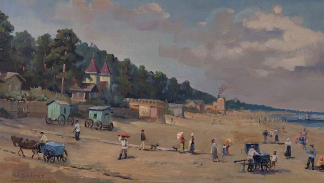 Glezna, Jūrmala majoros, Kartons, eļļa.