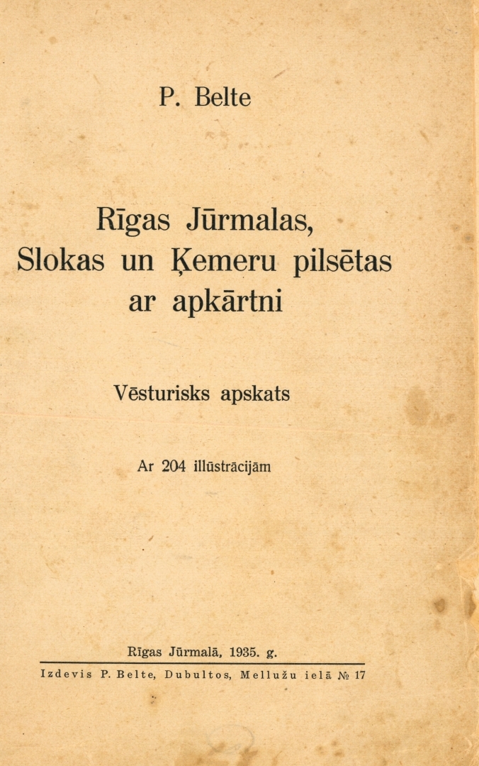 Grāmatas titullapa ar melniem burtiem uz gaiša fona, latviešu valodā.