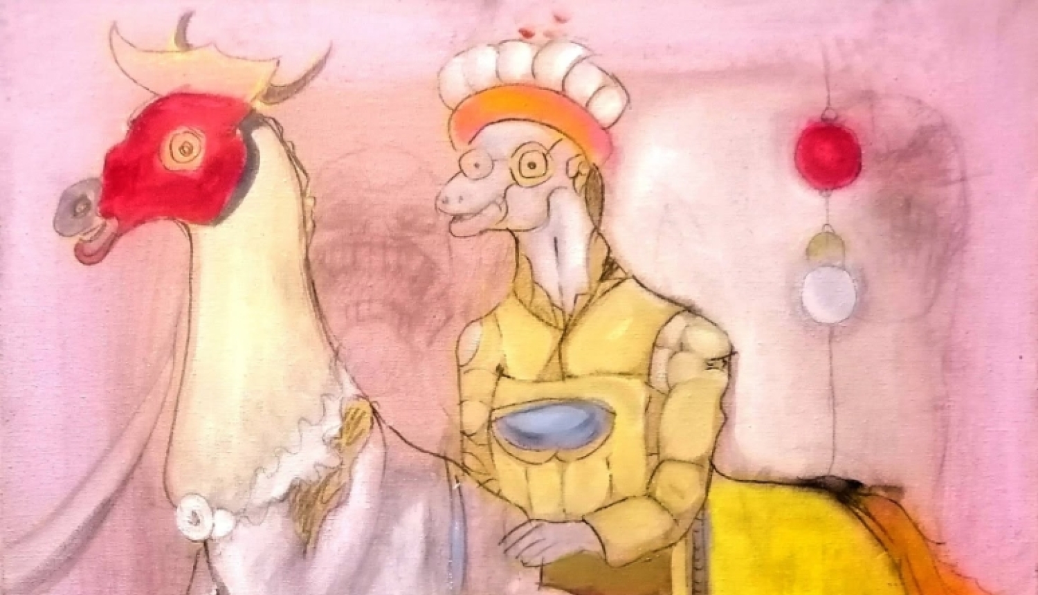 Attēls: Alīna Petkūne, Svētais pagalms. 2025. Audekls, eļļa. 70 x 50 cm